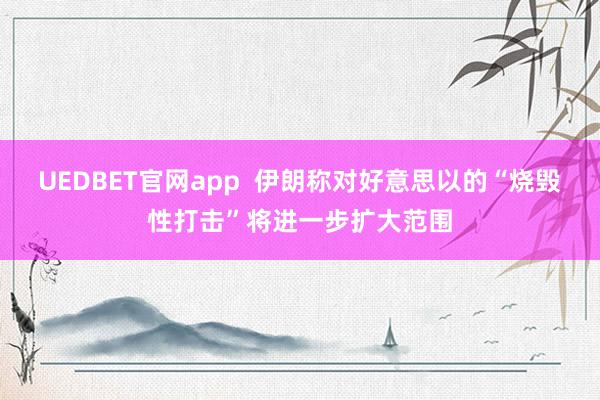 UEDBET官网app  伊朗称对好意思以的“烧毁性打击”将进一步扩大范围