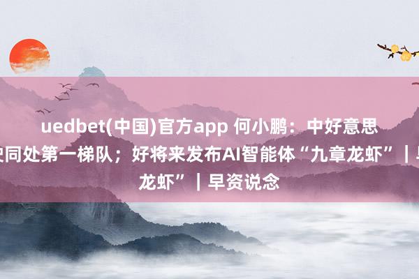 uedbet(中国)官方app 何小鹏：中好意思自动驾驶同处第一梯队；好将来发布AI智能体“九章龙虾”｜早资说念