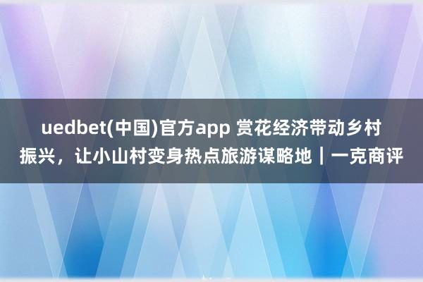 uedbet(中国)官方app 赏花经济带动乡村振兴，让小山村变身热点旅游谋略地｜一克商评