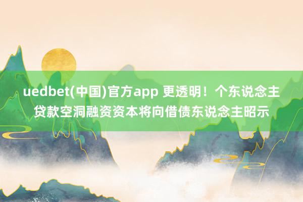 uedbet(中国)官方app 更透明！个东说念主贷款空洞融资资本将向借债东说念主昭示
