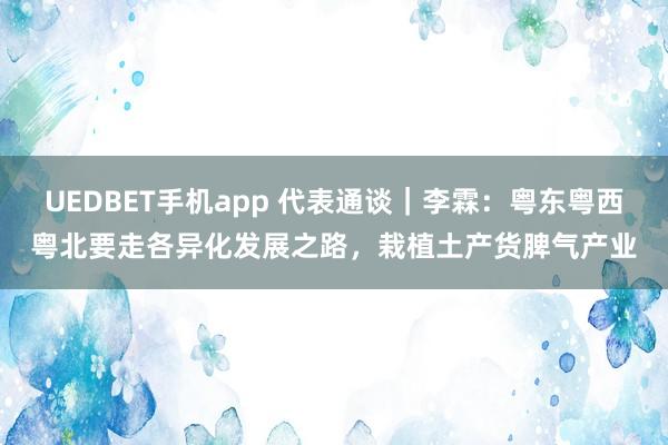 UEDBET手机app 代表通谈｜李霖：粤东粤西粤北要走各异化发展之路，栽植土产货脾气产业