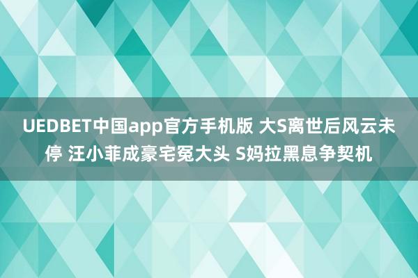 UEDBET中国app官方手机版 大S离世后风云未停 汪小菲成豪宅冤大头 S妈拉黑息争契机