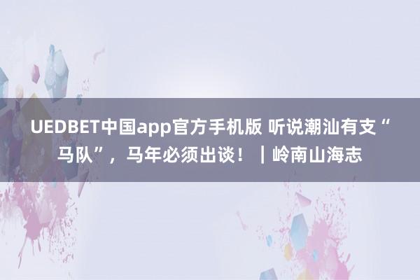 UEDBET中国app官方手机版 听说潮汕有支“马队”，马年必须出谈！｜岭南山海志