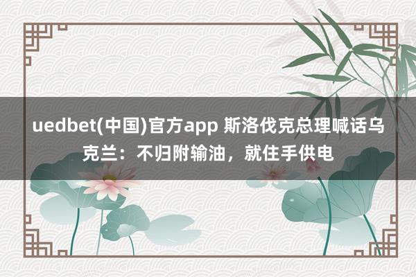 uedbet(中国)官方app 斯洛伐克总理喊话乌克兰：不归附输油，就住手供电