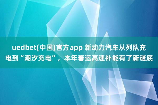 uedbet(中国)官方app 新动力汽车从列队充电到“潮汐充电”，本年春运高速补能有了新谜底