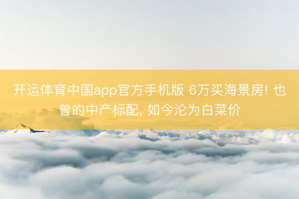 开运体育中国app官方手机版 6万买海景房! 也曾的中产标配， 如今沦为白菜价