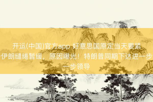 开运(中国)官方app 好意思国原定当天要紧打击伊朗缱绻暂缓，原因曝光！特朗普同期下达进一步领导