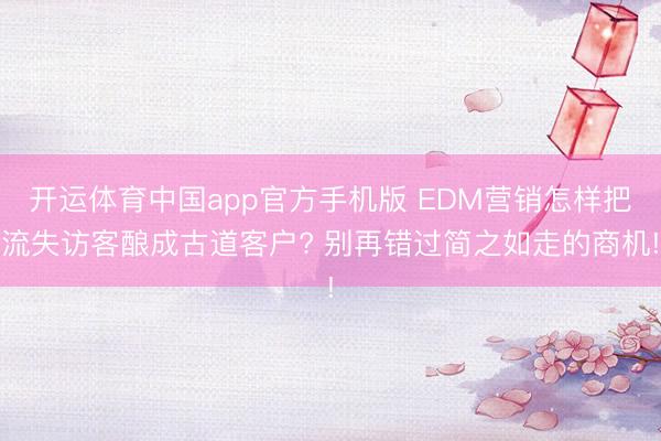 开运体育中国app官方手机版 EDM营销怎样把流失访客酿成古道客户? 别再错过简之如走的商机!