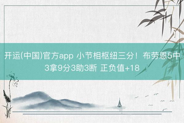 开运(中国)官方app 小节相枢纽三分！布劳恩5中3拿9分3助3断 正负值+18