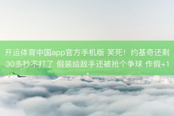 开运体育中国app官方手机版 笑死!约基奇还剩30多秒不打了 假装给敌手还被抢个争球 作假+1